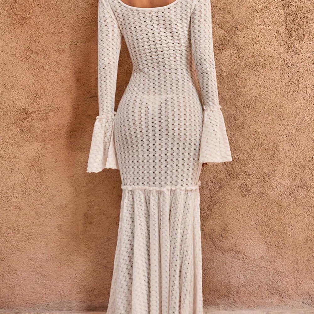 Apricot Party Women's Knit Cocktail Mermaid Tail Dress - Picture 4 of 8
